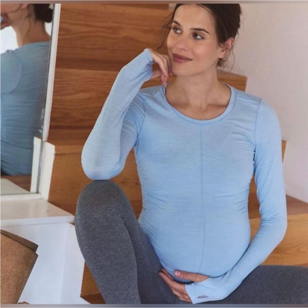 Free People FP Movement Hatch Right On Run Blue Long Sleeve Size Small